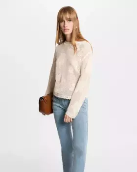 Женский ажурный свитер с круглым вырезом Morgan, цвет Crudo