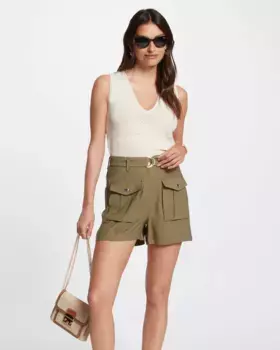 Женский ажурный вязаный топ с V-образным вырезом Morgan, цвет Crema