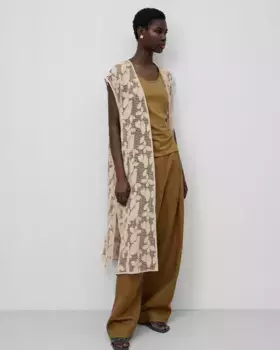 Женский ажурный вязаный жилет с льном Adolfo Dominguez, цвет Topo