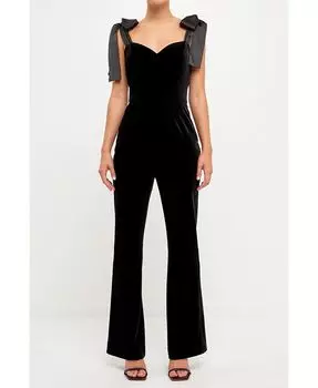 Женский бархатный атласный комбинезон с сердечком endless rose, черный