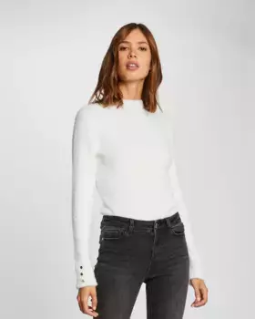 Женский бархатный свитер вязки с высоким воротником Morgan, цвет Crudo