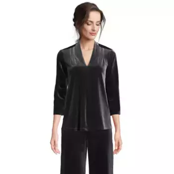 Женский бархатный топ с рукавами 3/4 Lands' End, черный