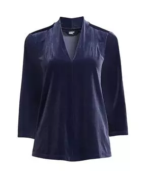 Женский бархатный топ с рукавом 3/4 Lands' End, синий