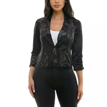 Женский бархатный укороченный блейзер Nina Leonard, черный