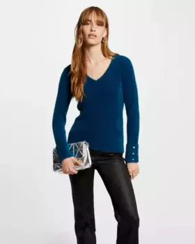 Женский бархатный вязаный свитер с длинными рукавами Morgan, темно-зеленый