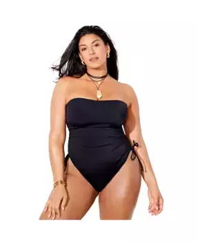 Женский базовый бандо с регулировкой, монокини Swimsuits for All, черный