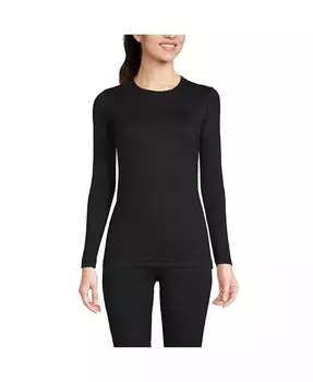 Женский базовый слой Cosy Thermaskin с круглым вырезом Lands' End, черный