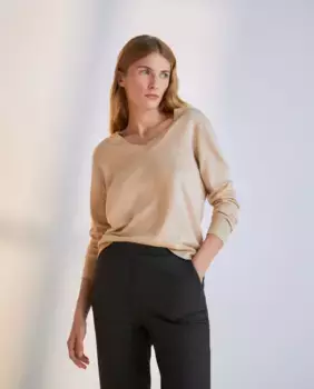 Женский базовый свитер с V-образным вырезом Woman El Corte Ingls, бежевый