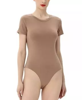 Женский базовый топ-боди с круглым вырезом kimi + kai, коричневый