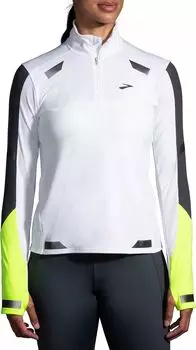 Женский беговой топ Brooks с видимой молнией 1/2, белый