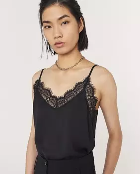 Женский бельевой топ с атласным кружевом IKKS, черный