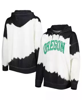 Женский белый и черный пуловер с капюшоном Oregon Ducks For the Fun, окрашенный двойным погружением Gameday Couture, белый
