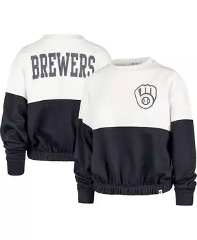 Женский белый и темно-синий пуловер-свитшот Milwaukee Brewers Take Two Bonita '47 Brand
