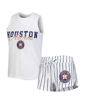 Женский белый комплект для сна с майкой и шортами в тонкую полоску Houston Astros Reel Concepts Sport, белый