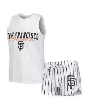 Женский белый комплект для сна с майкой и шортами в тонкую полоску San Francisco Giants Reel Concepts Sport, белый