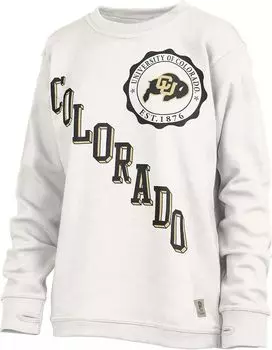 Женский белый пуловер с круглым вырезом Pressbox Colorado Buffaloes Sundown Crew