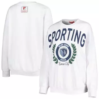 Женский белый пуловер с логотипом Mitchell & Ness Sporting Kansas City Logo 2.0