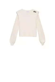 Женский белый вязаный свитер с круглым вырезом Gaelle Paris