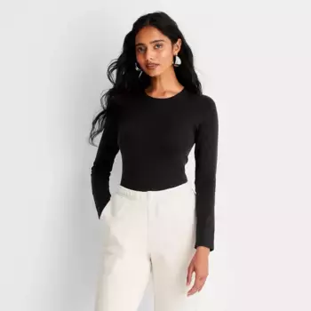 Женский бесшовный боди с длинным рукавом - A New Day, цвет Black