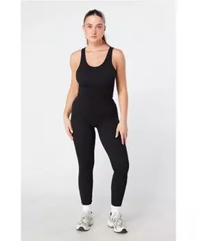 Женский бесшовный комбинезон в рубчик Twill Active, черный