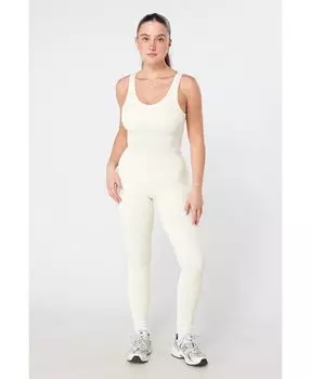 Женский бесшовный комбинезон в рубчик Twill Active, тан/бежевый