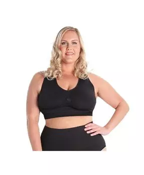 Женский бесшовный спортивный бюстгальтер Lleva Racerback для больших размеров MeMoi, черный