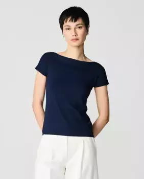 Женский бесшовный свитер с вырезом-лодочкой Escorpion, тёмно-синий