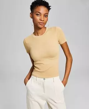 Женский бесшовный топ с круглым вырезом и короткими рукавами And Now This