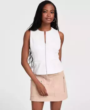Женский безрукавный топ с двойной молнией из понтэ Bar III, белый