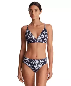 Женский бикини с V-образным вырезом и цветочным принтом: топ и трусики хипстер Lauren Ralph Lauren, синий