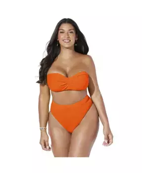 Женский бикини-топ-бандо со сборками на День святого Валентина Swimsuits for All, оранжевый