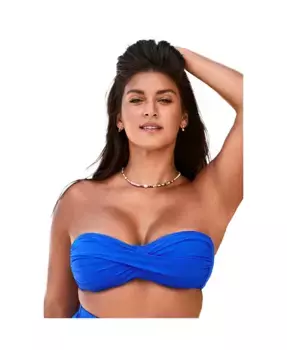 Женский бикини-топ-бандо со сборками на День святого Валентина Swimsuits for All, синий