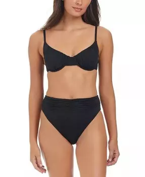 Женский бикини-топ Beach Goddess Excess с присборенными чашечками и плавки бикини с высокой посадкой Sanctuary, черный