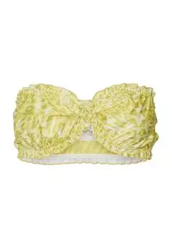 Женский бикини-топ без бретелек с рюшами и бандо VERO MODA, цвет Lemon Zest