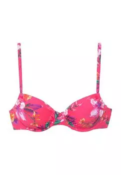 Женский бикини-топ Malia со сборками и цветочным принтом LASCANA, цвет Red Print