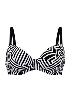 Женский бикини-топ на косточках Shining Lines Celine с графическим рисунком ROSA FAIA, черный