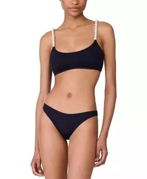 Женский бикини-топ с декорированными бретелями и плавки с высоким вырезом kate spade new york, слоновая кость/кремовый