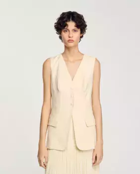 Женский блейзер без рукавов с застежкой на пуговицы Sandro, белый