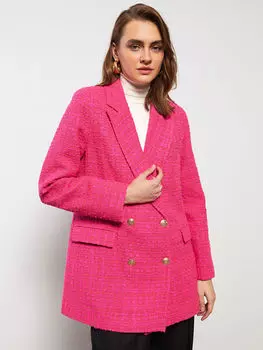 Женский блейзер из твида с длинным рукавом с собственным рисунком LCWAIKIKI Classic