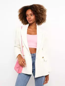 Женский блейзер из твида с длинным рукавом с собственным рисунком LCW Casual