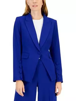 Женский блейзер с отворотом Crepe Point на одной пуговице Tahari ASL, цвет cobalt