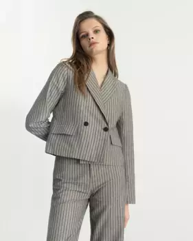 Женский блейзер с полосатым принтом и застежкой на пуговицы Noon, розовый