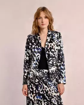 Женский блейзер с принтом и воротником-лацканом Molly Bracken, черный