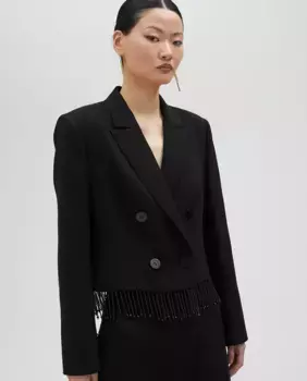 Женский блейзер с пуговицами и бахромой Lola Casademunt, черный