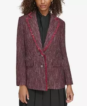 Женский блейзер с твидовой отделкой и зазубренными лацканами KARL LAGERFELD PARIS, фиолетовый