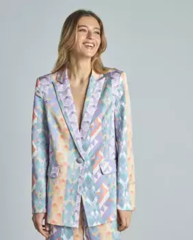Женский блейзер с воротником-лацканом и набивным рисунком Alma en Pena, мультиколор