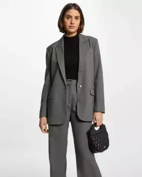 Женский блейзер с заклепками и застежкой на пуговицы Morgan, серый