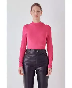 Женский блестящий эластичный топ с длинными рукавами endless rose, розовый