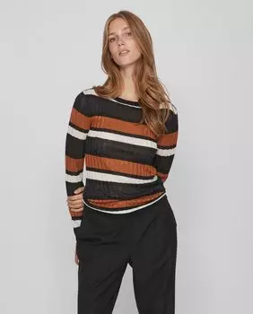 Женский блестящий свитер с длинными рукавами Vila, темно-серый