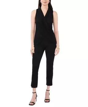 Женский блестящий топ без рукавов с перекрестием спереди MSK, черный